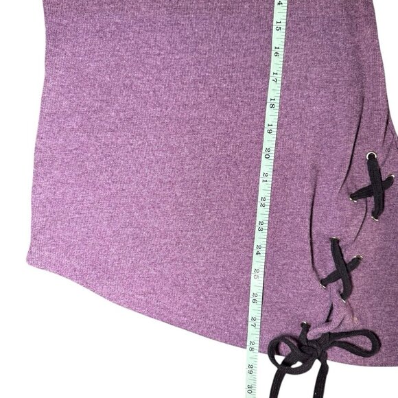 PattyBoutik Womens Tunic Pullover Purple Asymmetrical Hem Lacing Tie Size Small - Picture 6 of 7
